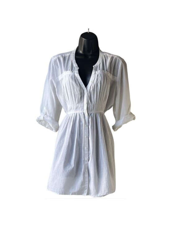 Calvin Klein Jeans Tops - Calvin Klein Jeans White Striped Button Down Tunic